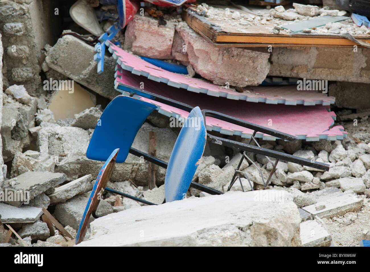 Destruction des écoles après le séisme, Port-au-Prince, Haïti Banque D'Images