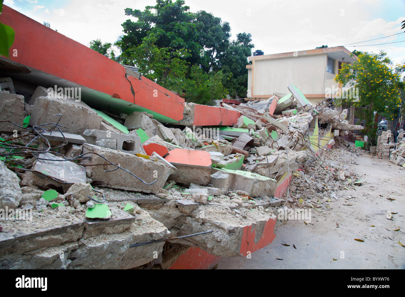 Destruction des écoles après le séisme, Port-au-Prince, Haïti Banque D'Images