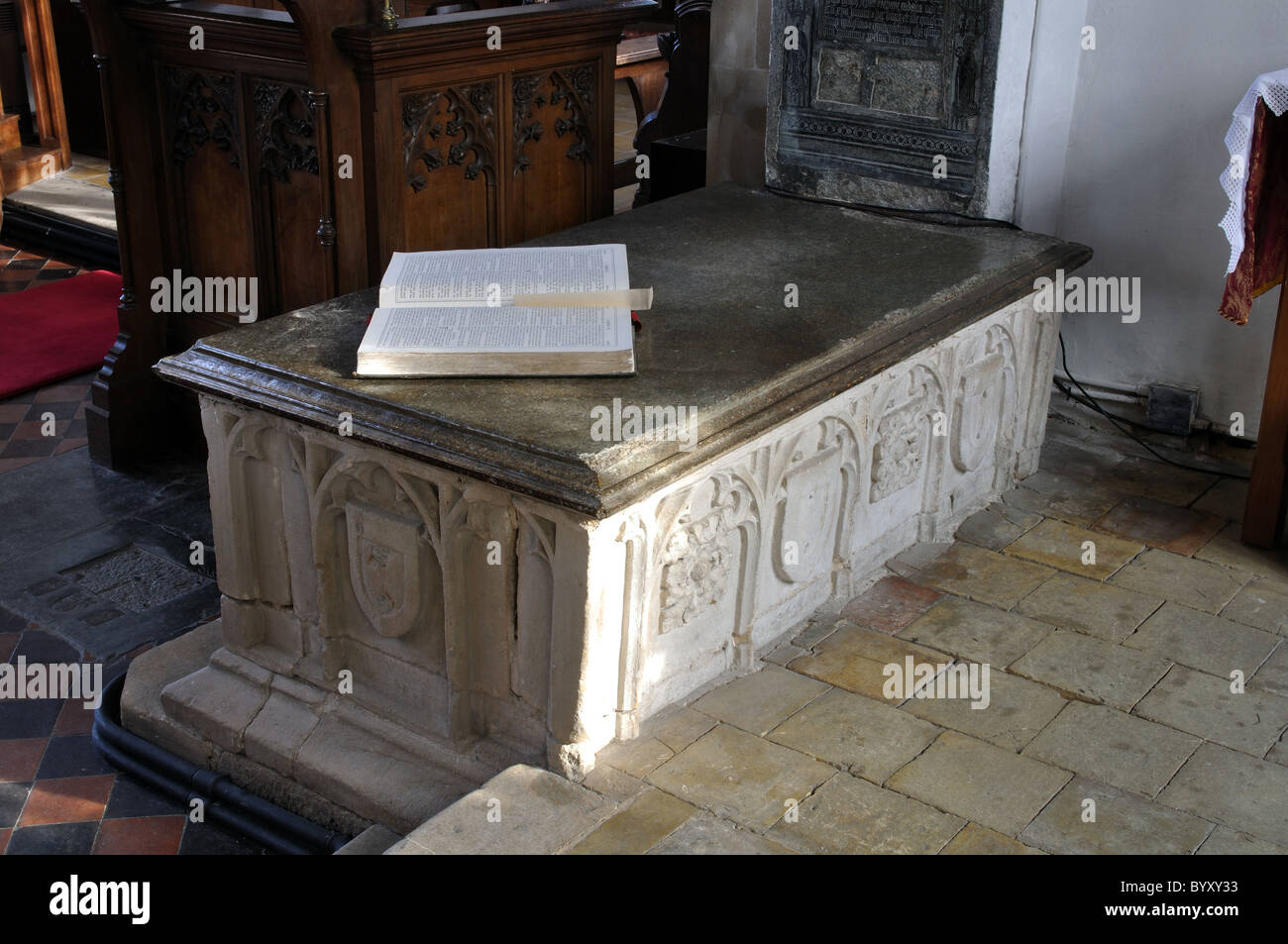 Taylard tombe familiale dans l'église Saint-Laurent, Diddington, Cambridgeshire, Angleterre, RU Banque D'Images