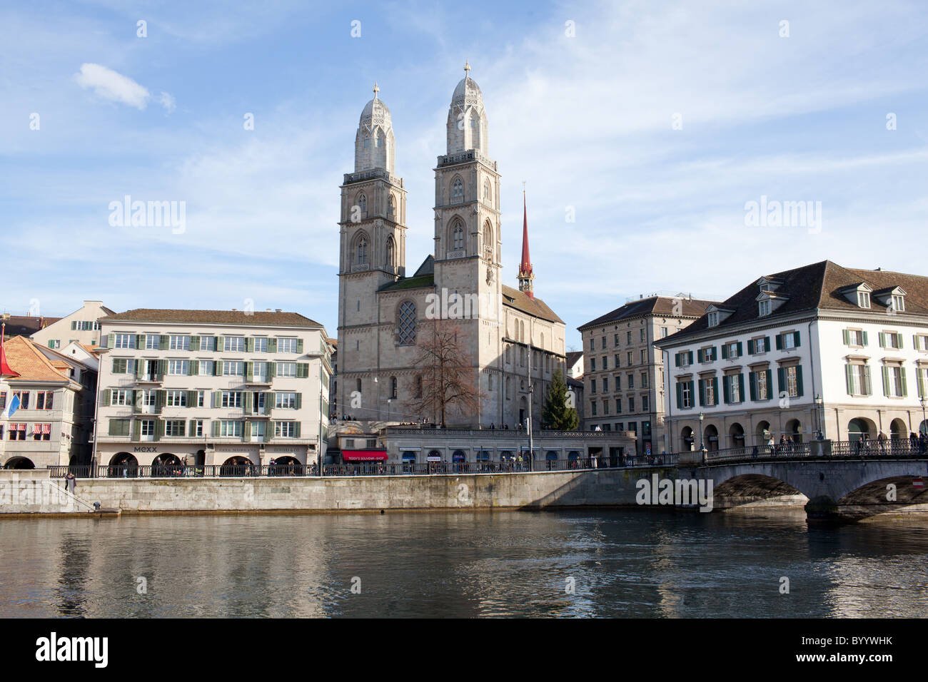 Cathédrale Grossmünster, Zürich, Suisse Banque D'Images