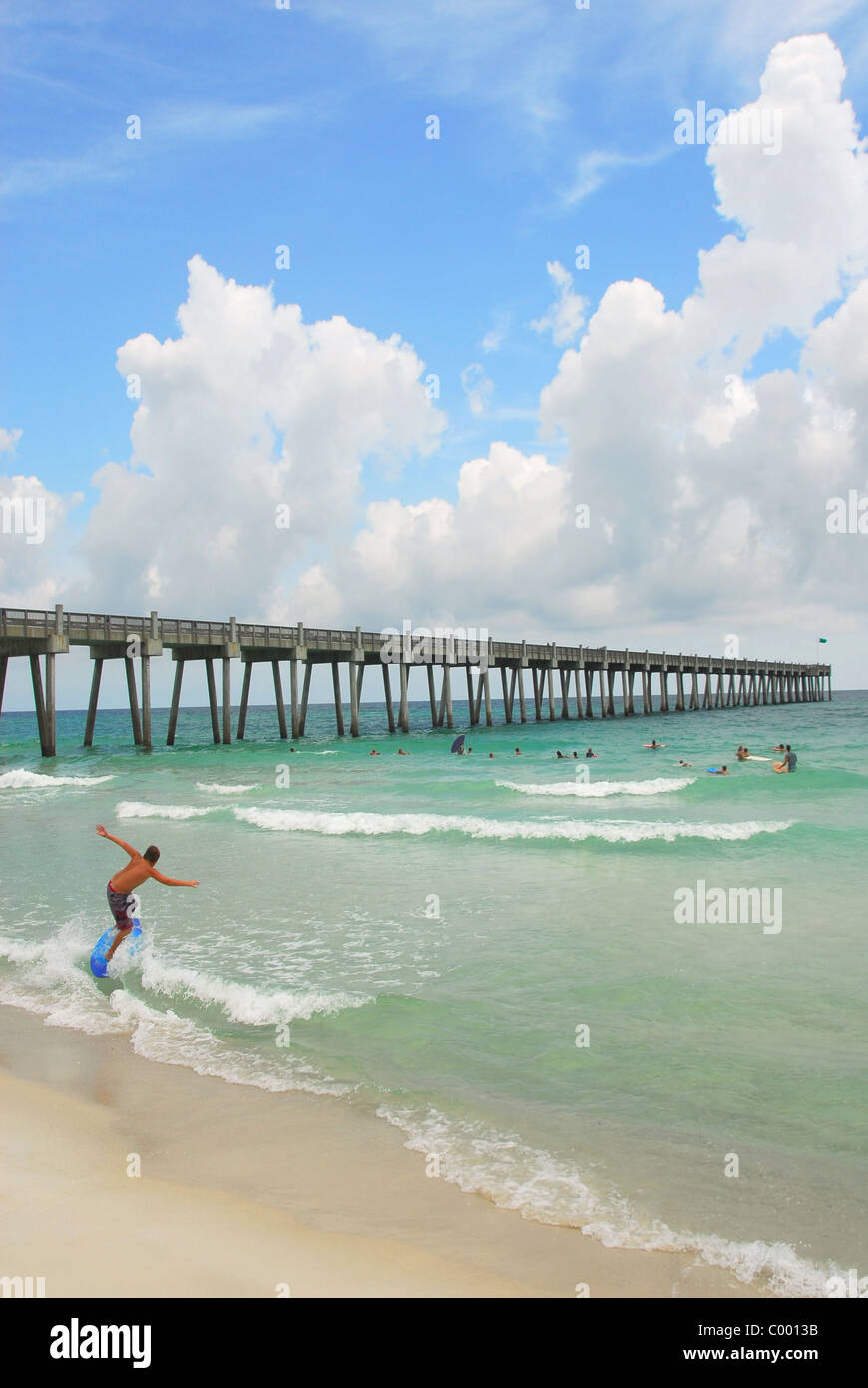 La poudre de l'embarquement sur Pensacola Beach Banque D'Images