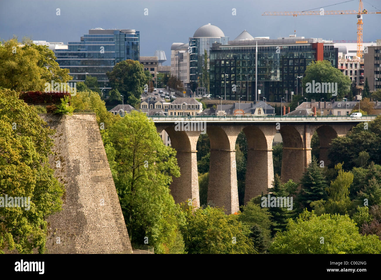 Le viaduc Passerelle dans la ville de Luxembourg, Luxembourg. Banque D'Images