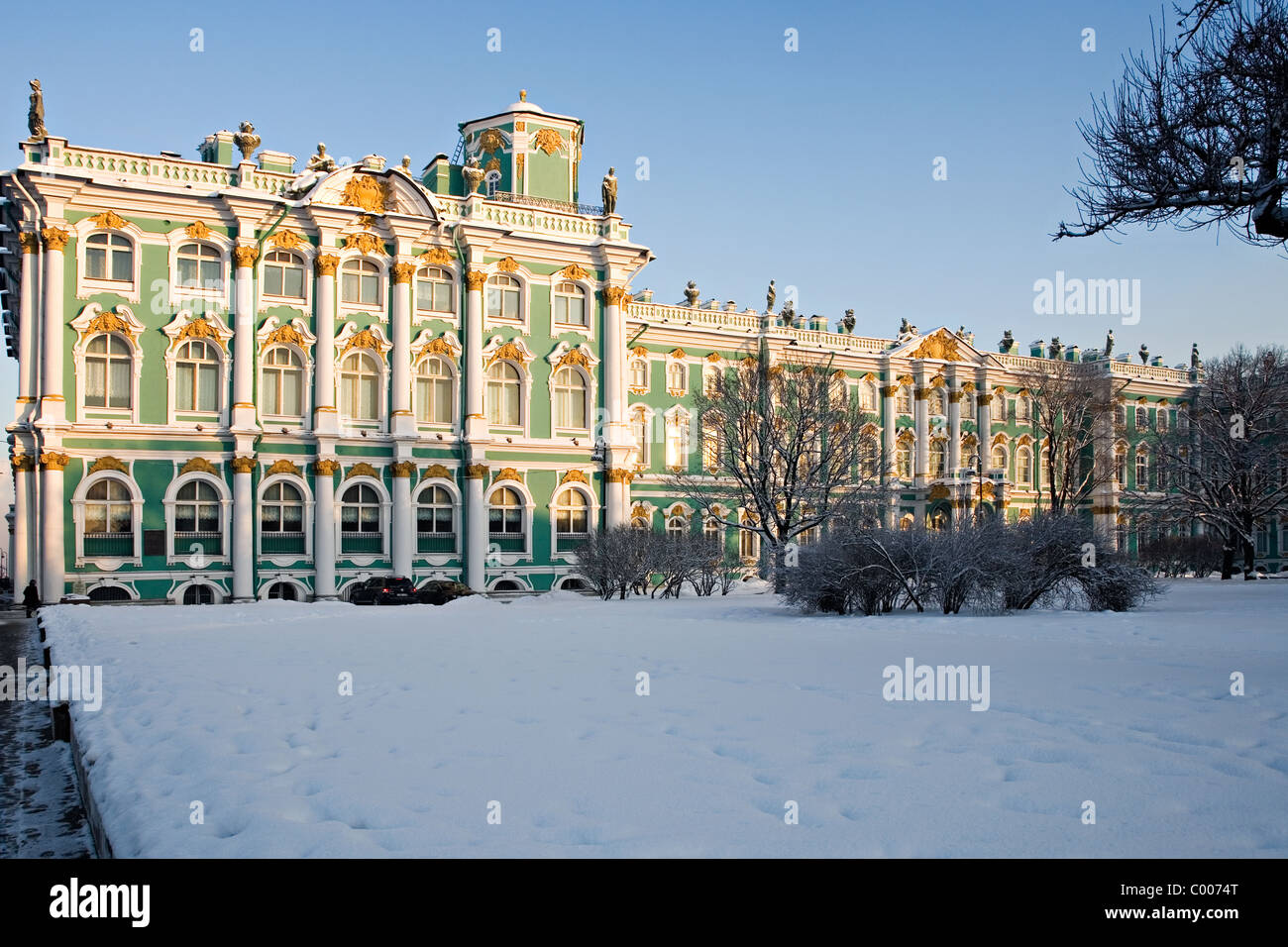 'Winter Palace' en neige de l'hiver, St Petersburg, Russia Banque D'Images