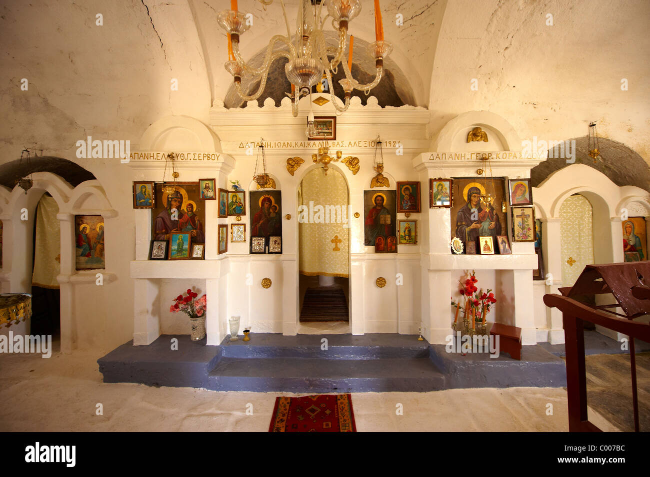 L'intérieur de la 17e siècle Monastère grec-orthodoxe byzantin de Agia Anna ( St Anne) 17e siècle Banque D'Images