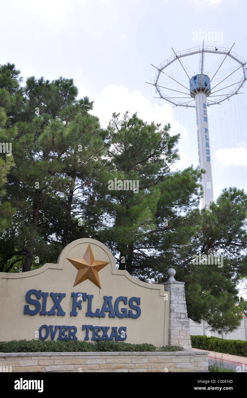 Six Flags Over Texas, parc d'Arlington - Fort Worth, Texas, USA - Le plus ancien, d'origine, Six Flags park Banque D'Images