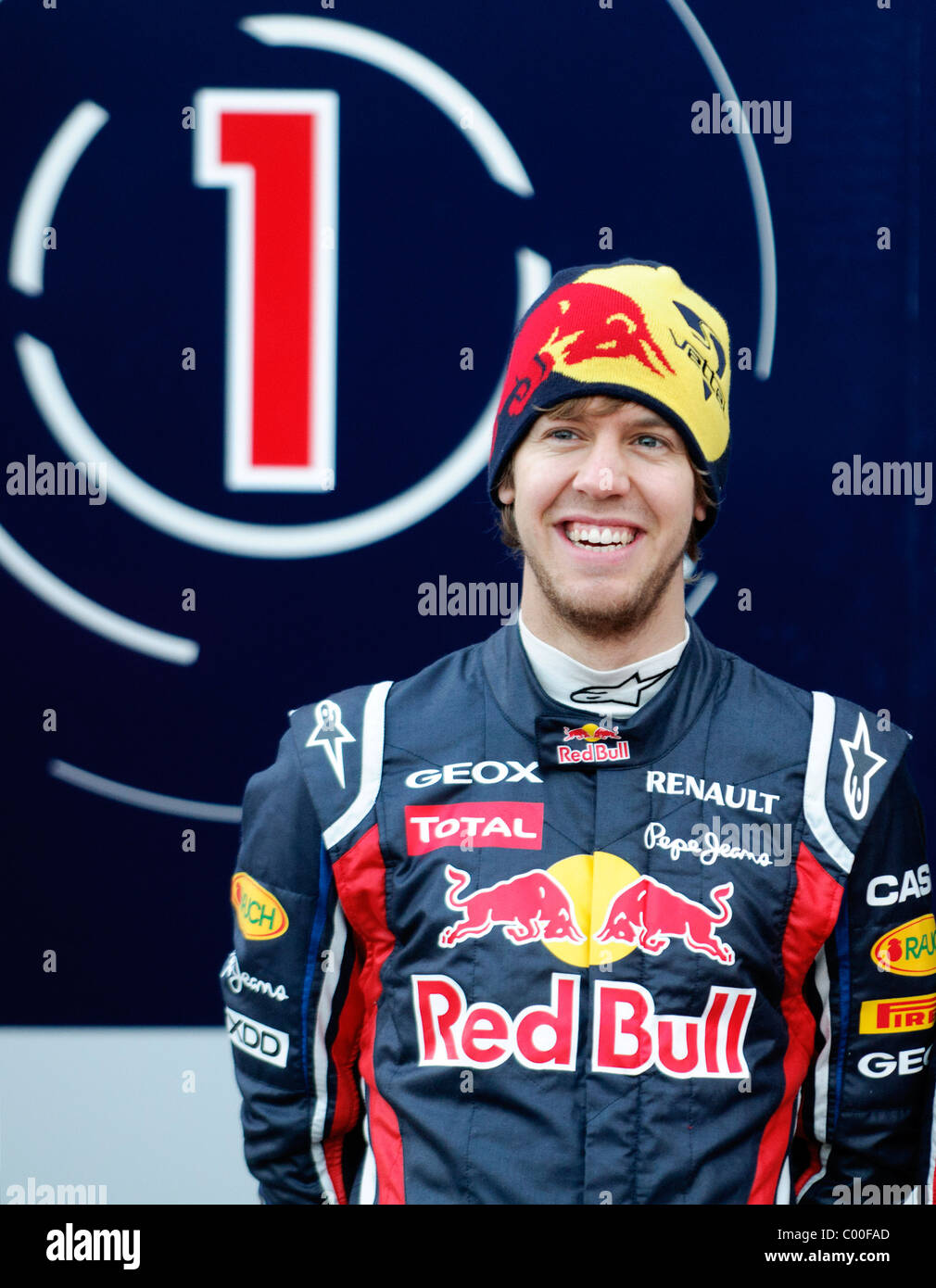 Portrait de l'allemand pilote de Formule 1 Sebastian Vettel, Red Bull Racing Banque D'Images