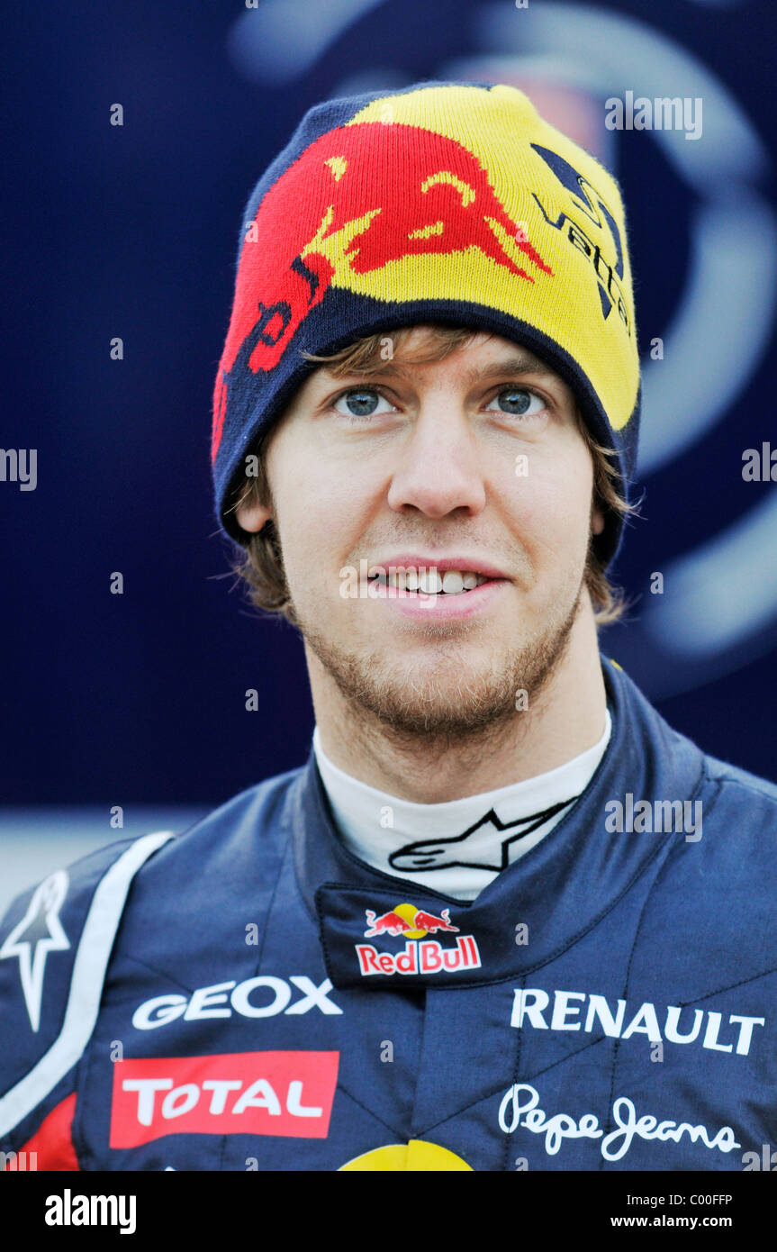 Portrait de l'allemand pilote de Formule 1 Sebastian Vettel, Red Bull Racing Banque D'Images