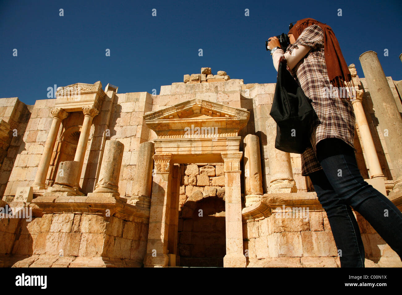 Thetre sud, Jerash, en Jordanie. Banque D'Images