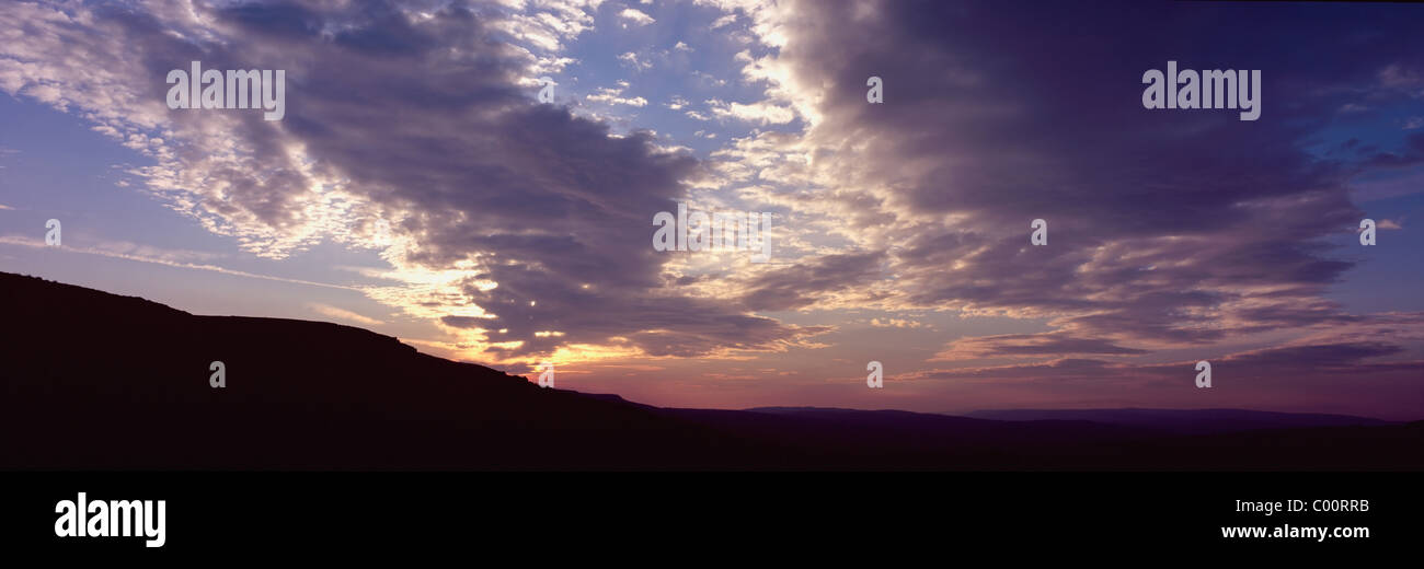 Coucher de soleil sur Rombauds Moor, près de Ilkley Banque D'Images