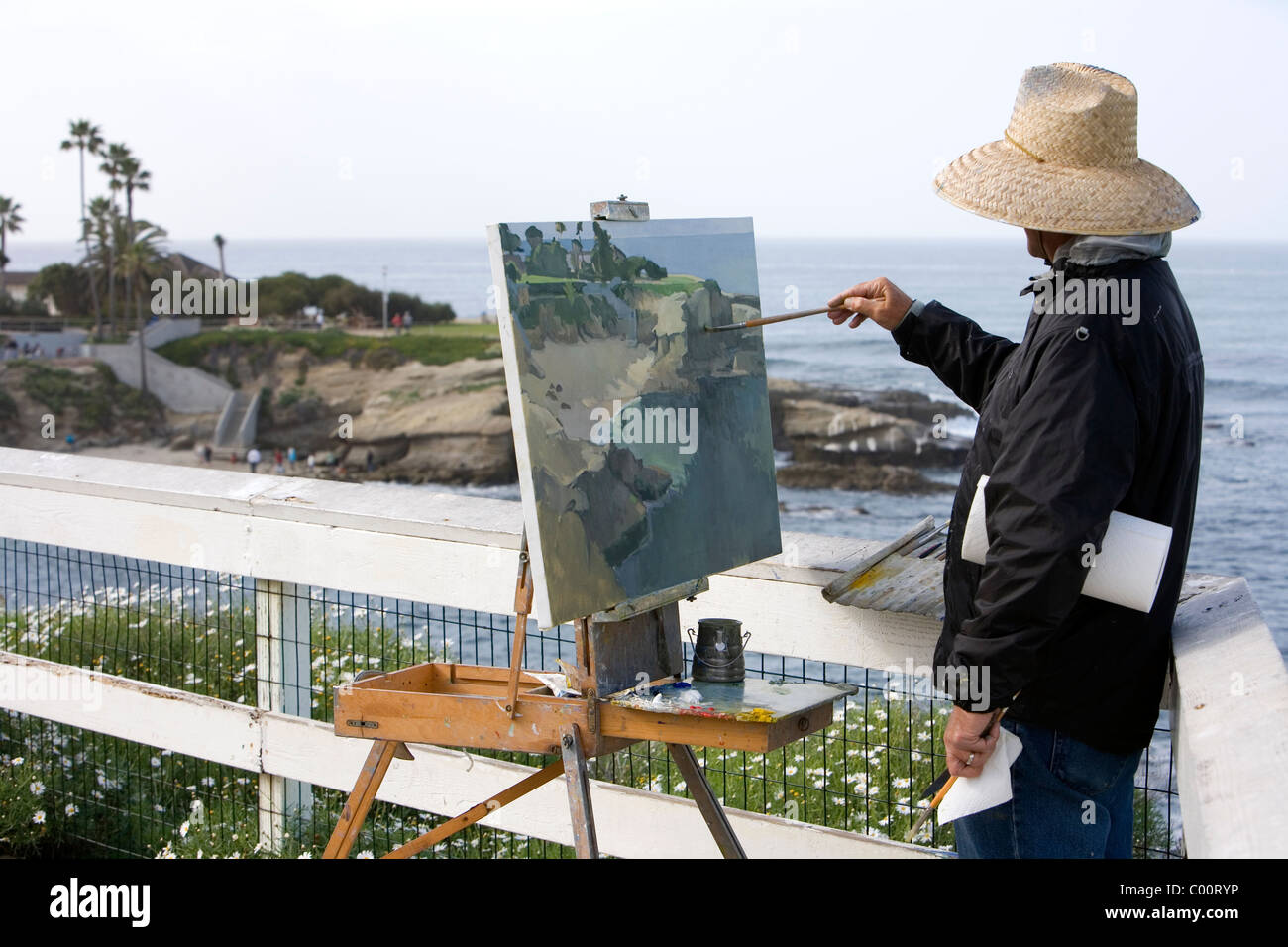 La peinture de l'homme, La Jolla Cove, La Jolla, Californie Banque D'Images