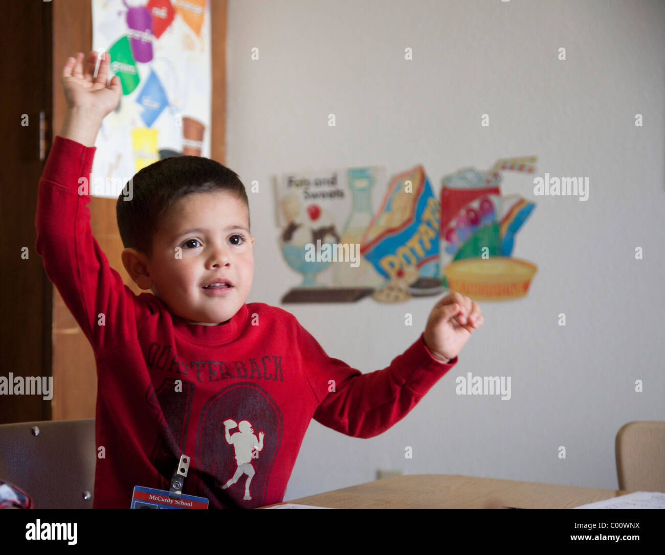 Une pré-maternelle à l'école, une salle McCurdy école soutenue par l'Église méthodiste. Banque D'Images