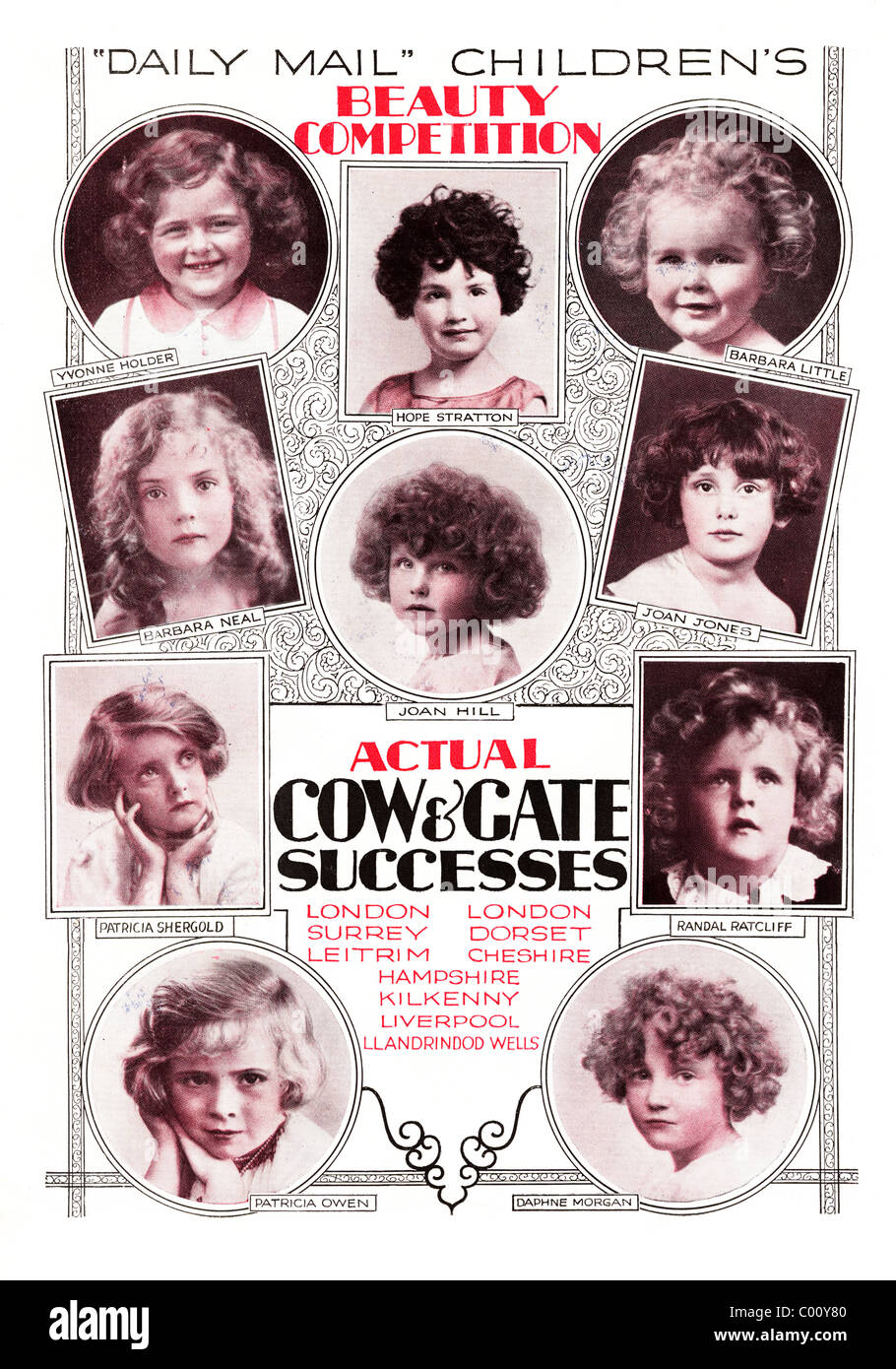 Publicité pleine page des années 1920 dans une revue pour enfants DAILY MAIL CONCOURS DE BEAUTÉ Banque D'Images