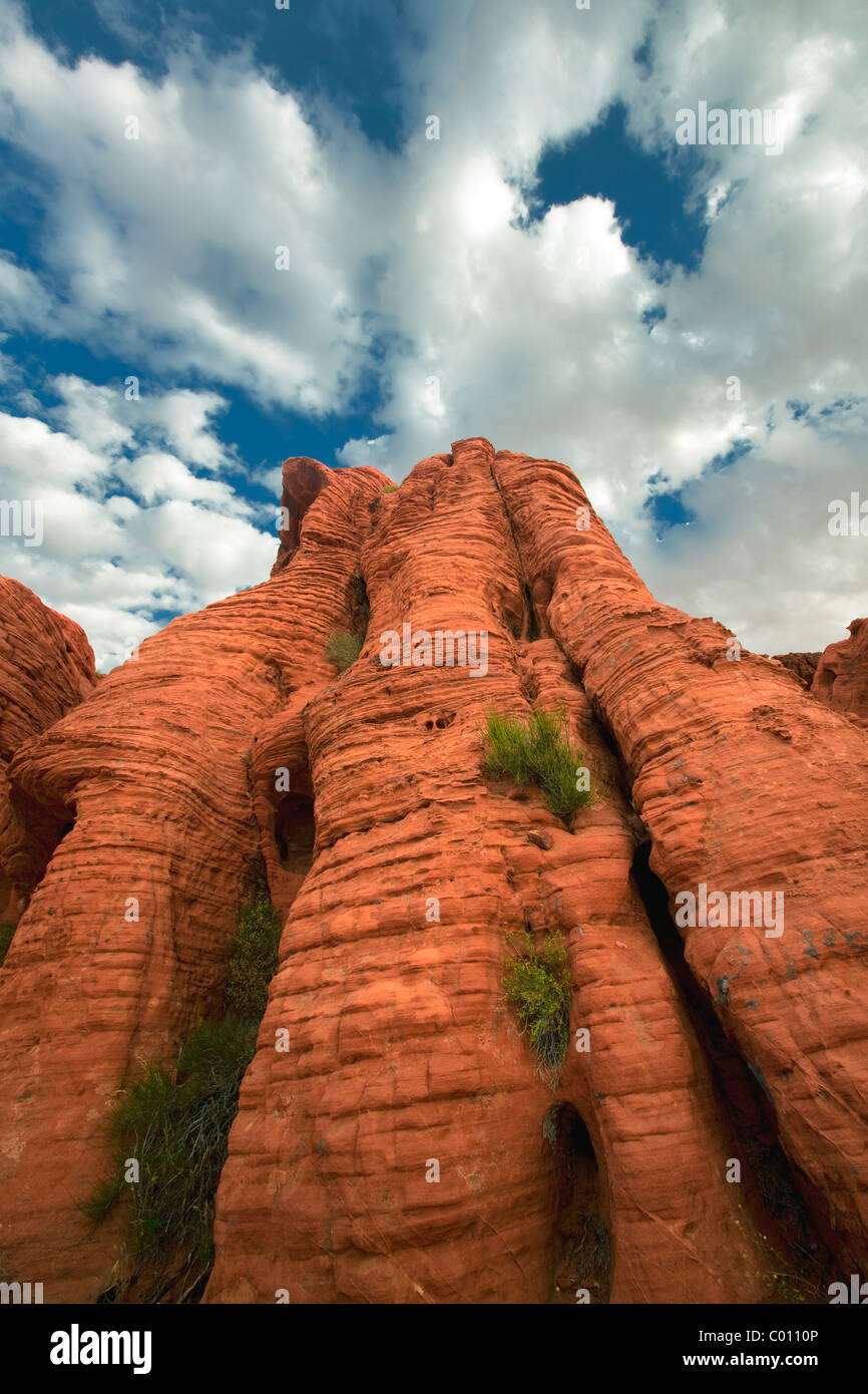 Rock monolitth et nuages. Vallée de Feu Park, Nevada Banque D'Images