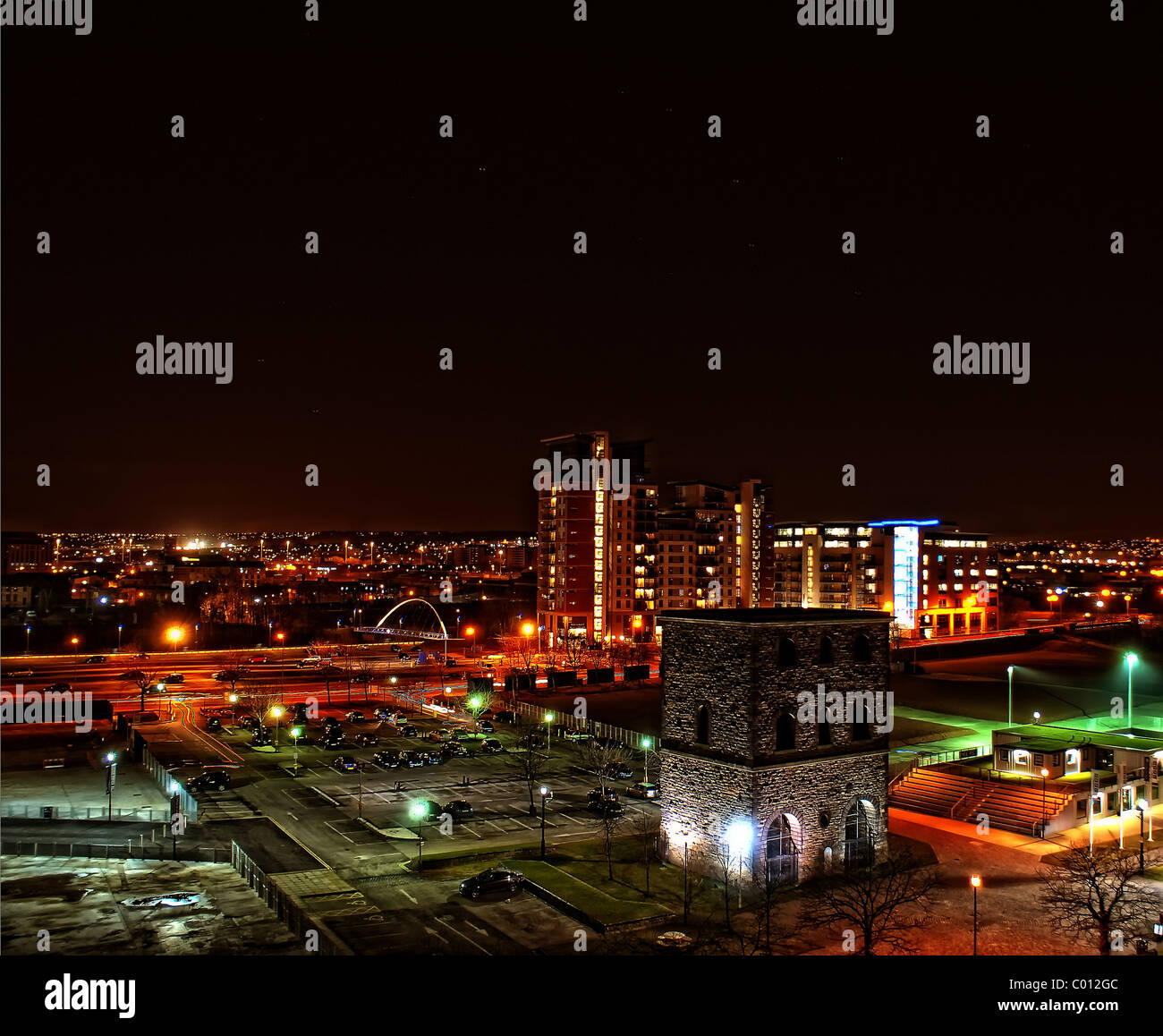 Leeds Cityscape at Night Banque D'Images