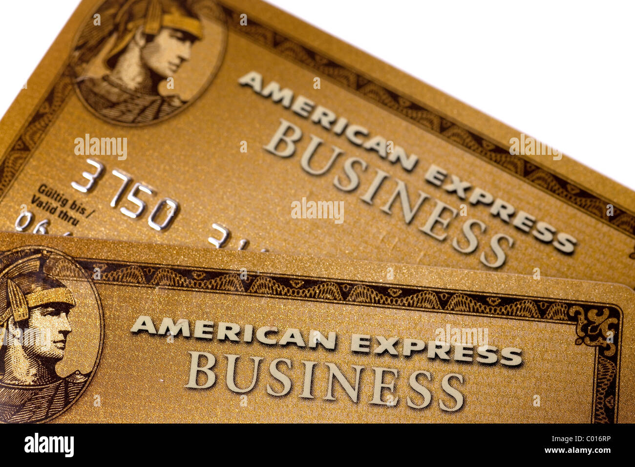 Les cartes de crédit, American Express, AMEX, Gold Business Card Banque D'Images