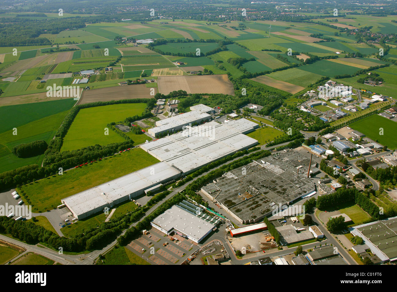 Vue aérienne, 'The Fashion meat factory, Oer-Erkenschwick, région de la Ruhr, Nordrhein-Westfalen, Germany, Europe Banque D'Images