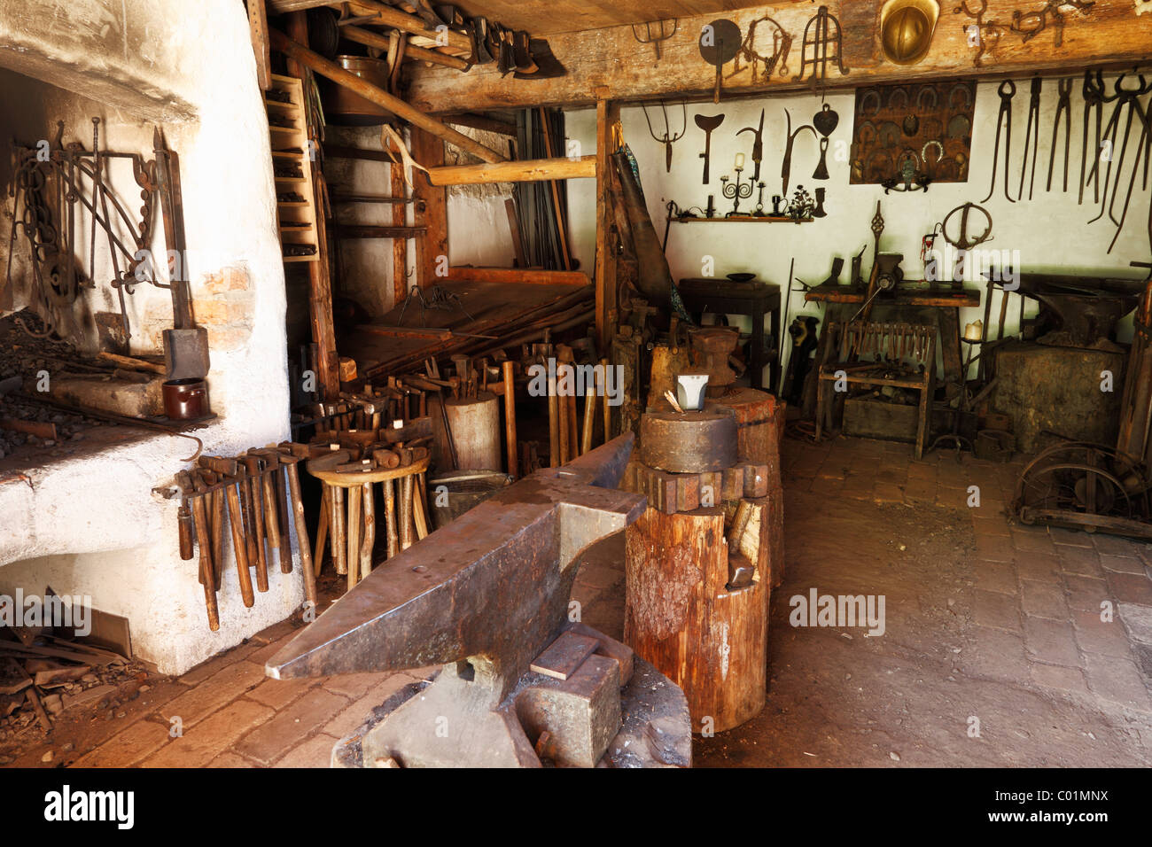 Du Forgeron, Markus Wasmeier Farm et musée des sports d'hiver, Schliersee, Haute-Bavière, Bavaria, Germany, Europe Banque D'Images