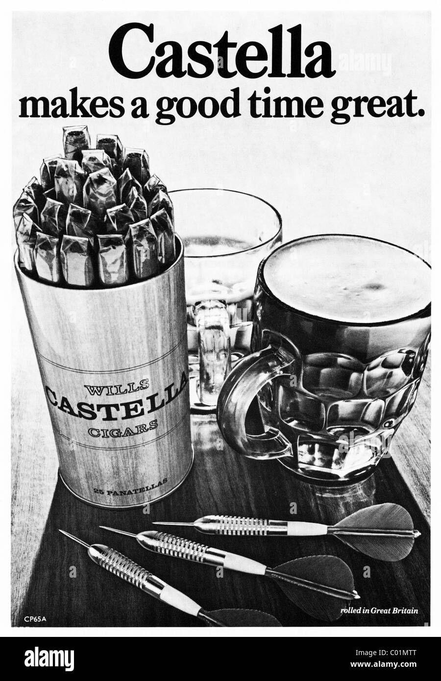 1970 Annonce dans le programme de football pour les cigares CASTELLA Banque D'Images