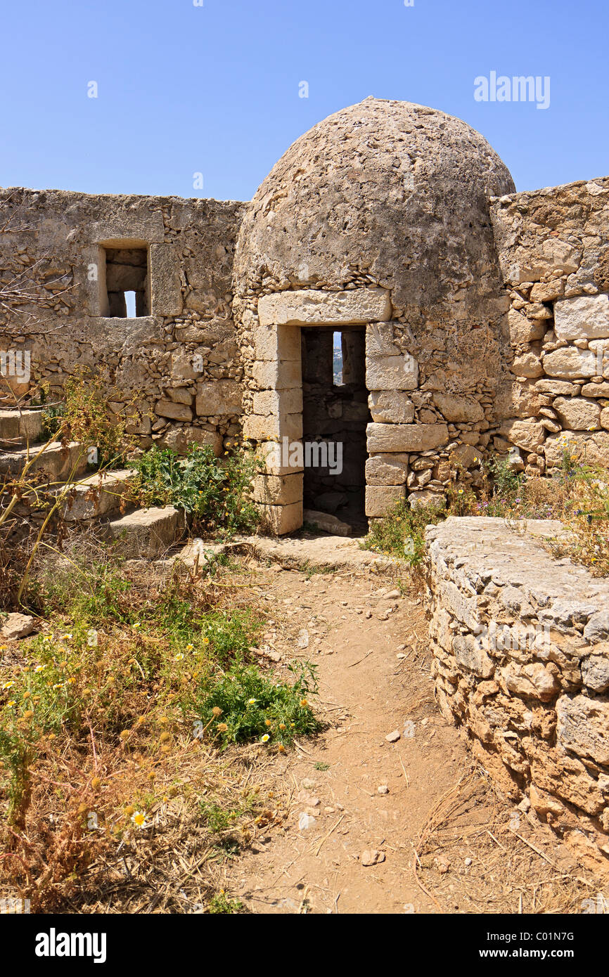 La Grèce la Crète Rethymnon Fortezza Wall et de la tourelle Banque D'Images