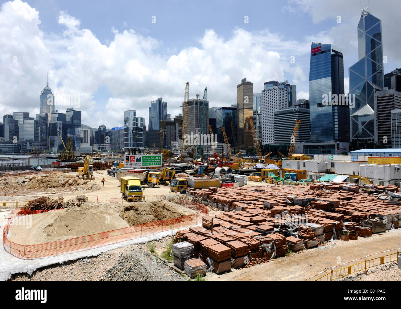 Site de construction et les toits de Hong Kong, Chine, Asie Banque D'Images