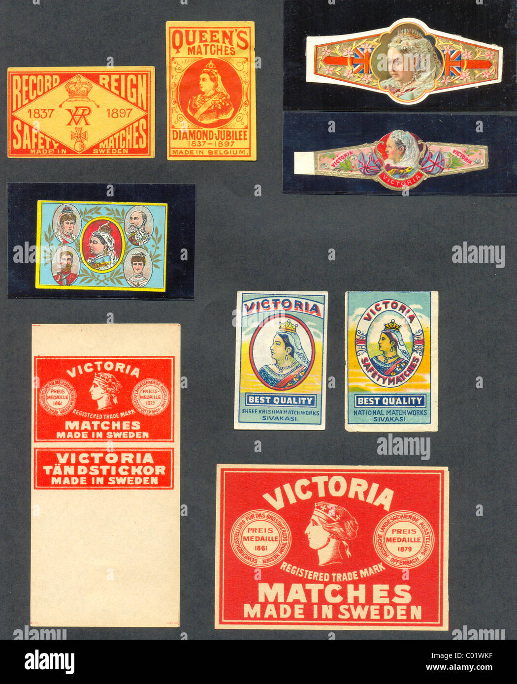 Les boîtes d'étiquettes et de cigare de célébrer le Jubilé de diamant de la reine Victoria Banque D'Images