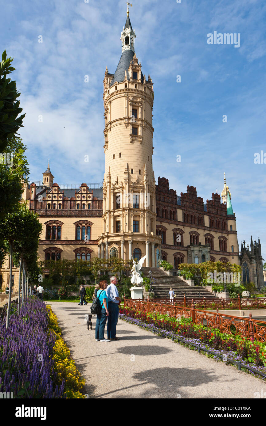 Schloss château de Schwerin, Mecklembourg-Poméranie-Occidentale, Allemagne, Europe Banque D'Images