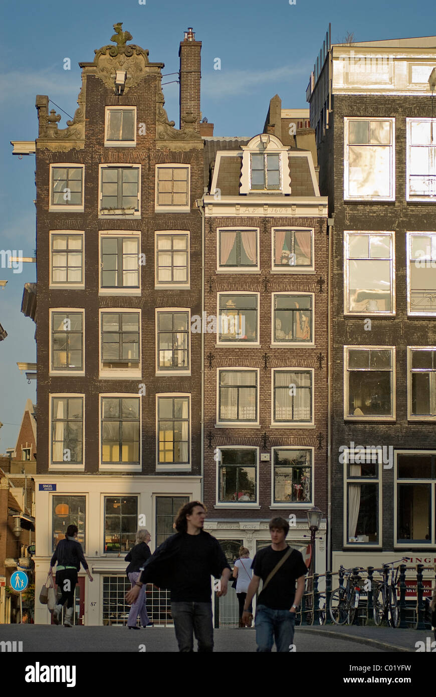 Maisons à colombages, canal Herengracht dans le quartier du Jordaan, à Amsterdam, Pays-Bas, Europe Banque D'Images