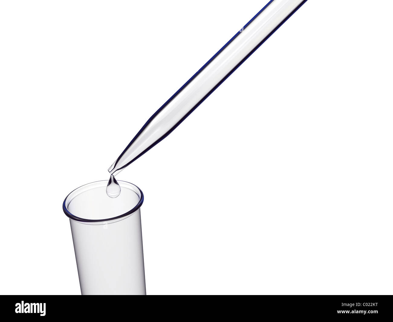 Le rendu 3D de tubes à essai et pipeter sur fond blanc Banque D'Images