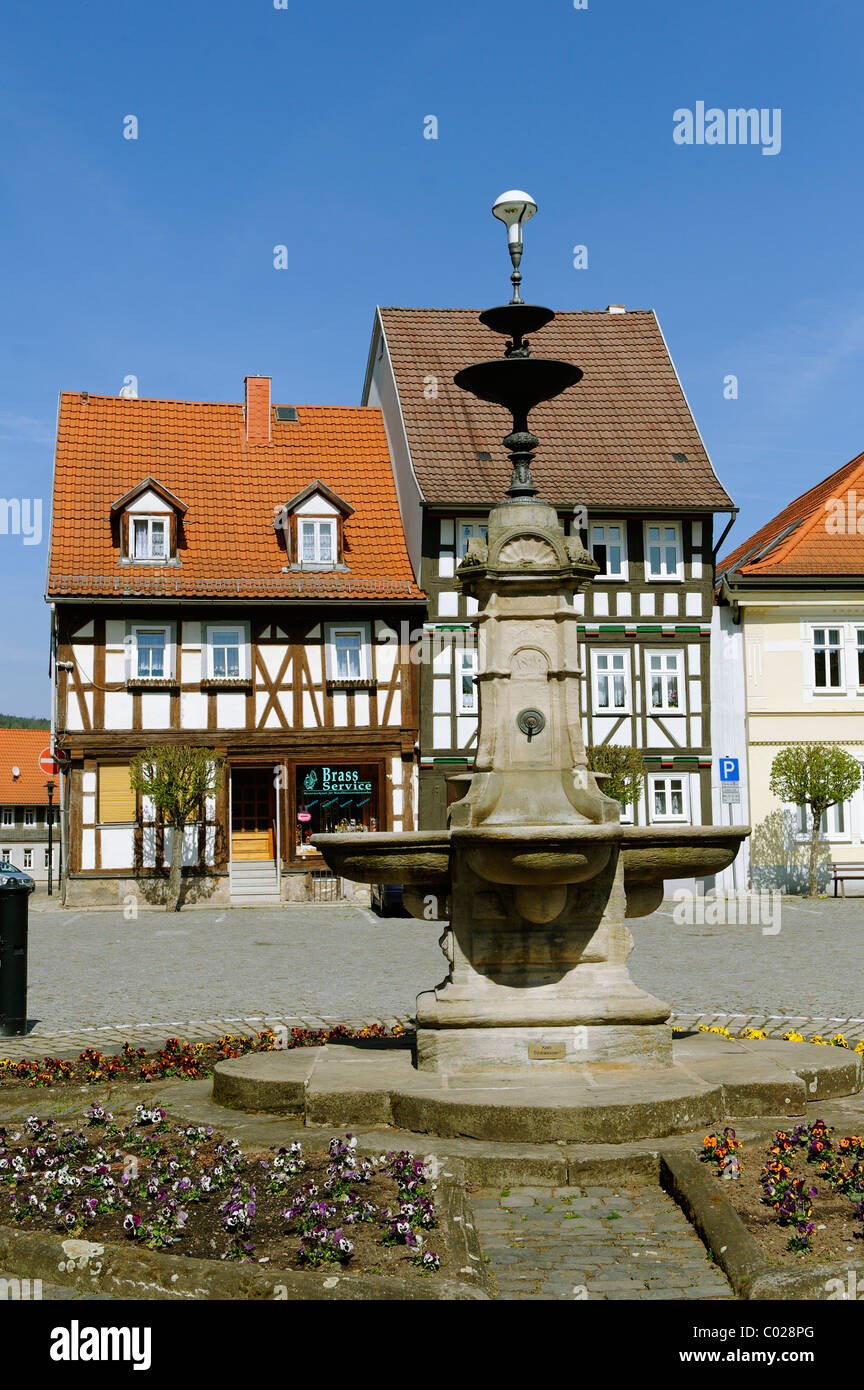 Place du marché, Themar, Thuringe, Allemagne, Europe Banque D'Images