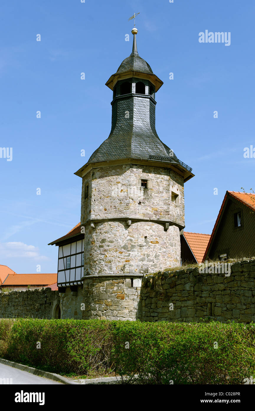 Hexenturm tour des sorcières, mur de la ville, Themar, Thuringe, Allemagne, Europe Banque D'Images