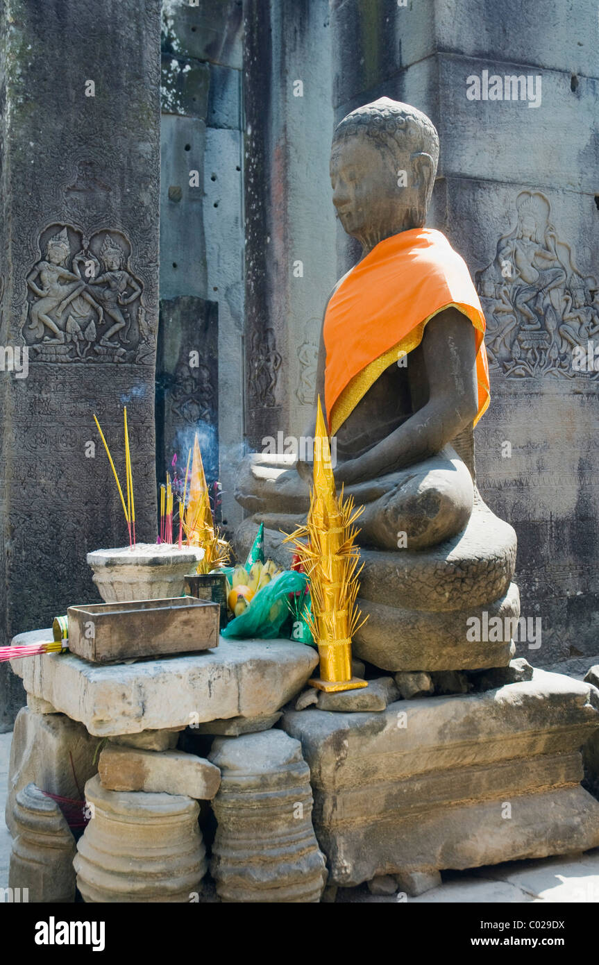 La figure de Bouddha sanctuaire, temple Bayon, temples d'Angkor, Siem Reap, Cambodge, Indochine, Asie du sud-est Banque D'Images