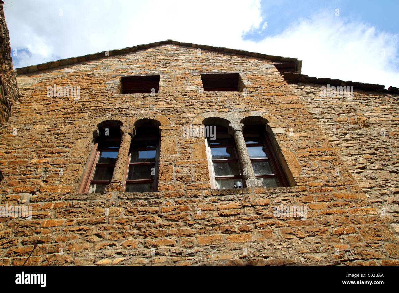 Rues du village médiéval d'Ainsa Huesca romane en Pyrénées Aragon Espagne Banque D'Images