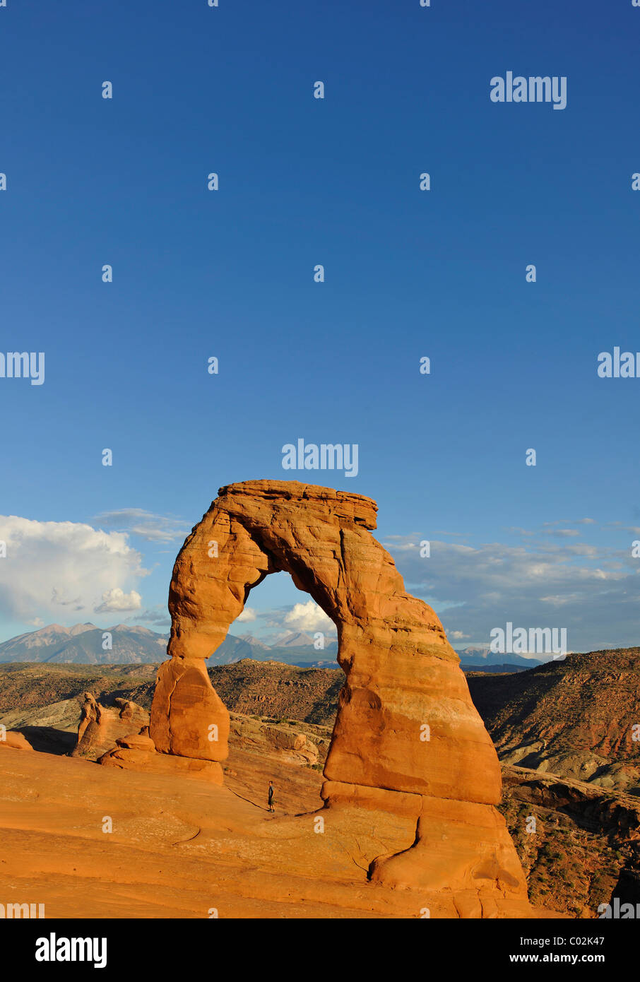 Delicate Arch, rock arch, Montagnes La Sal, Arches National Park, Moab, Utah, sud-ouest des États-Unis Banque D'Images