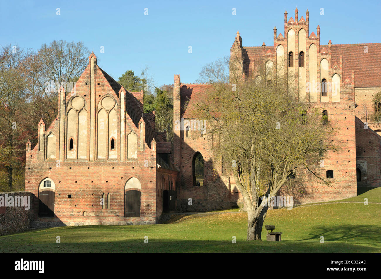 L'Abbaye de Chorin, automne, l'humeur générale voir, Brandebourg, Allemagne, Europe Banque D'Images