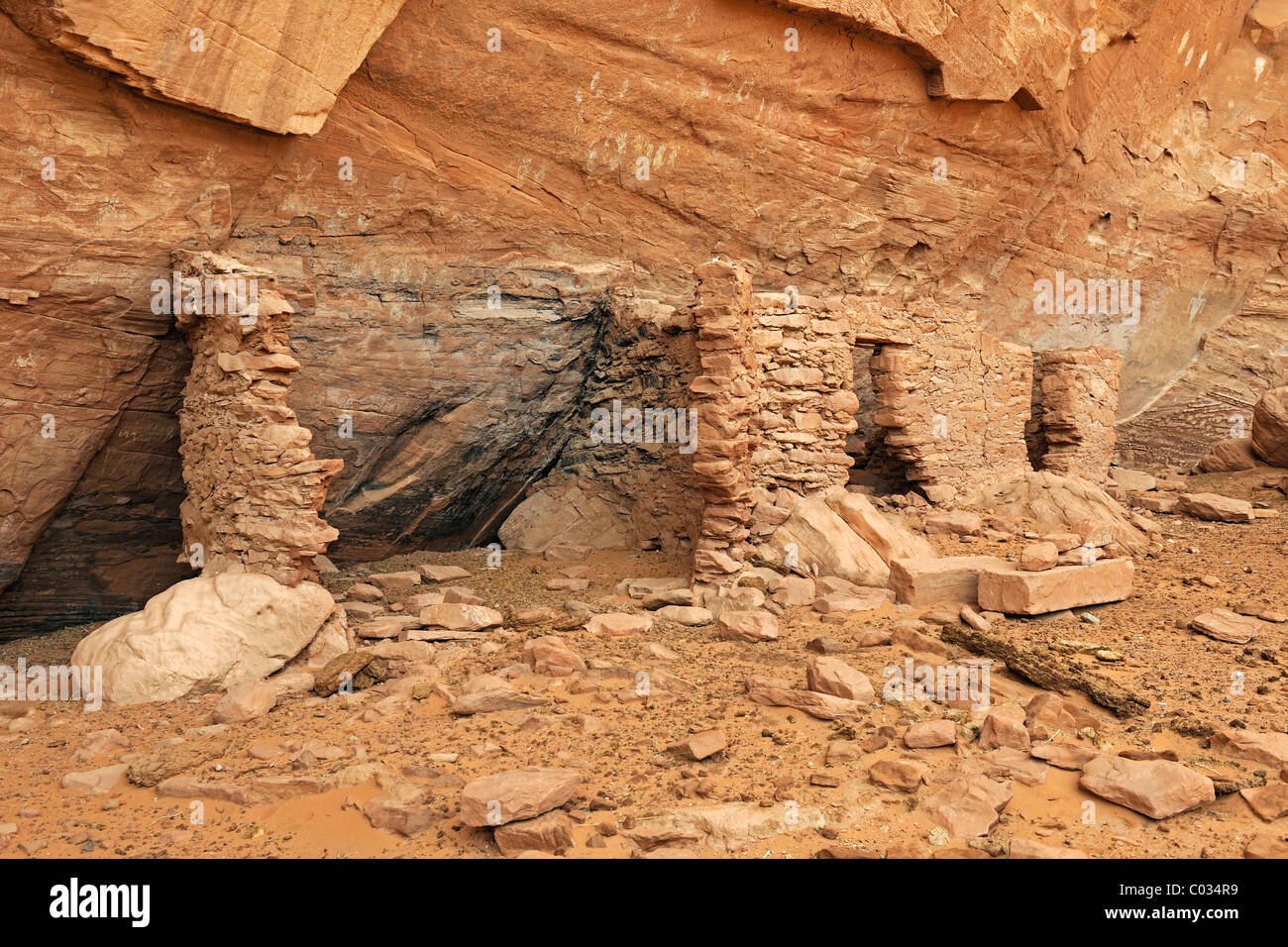 Maison de beaucoup de mains, environ 1500 ans ruines des indiens des États-Unis, Mystery Valley, Arizona, USA Banque D'Images