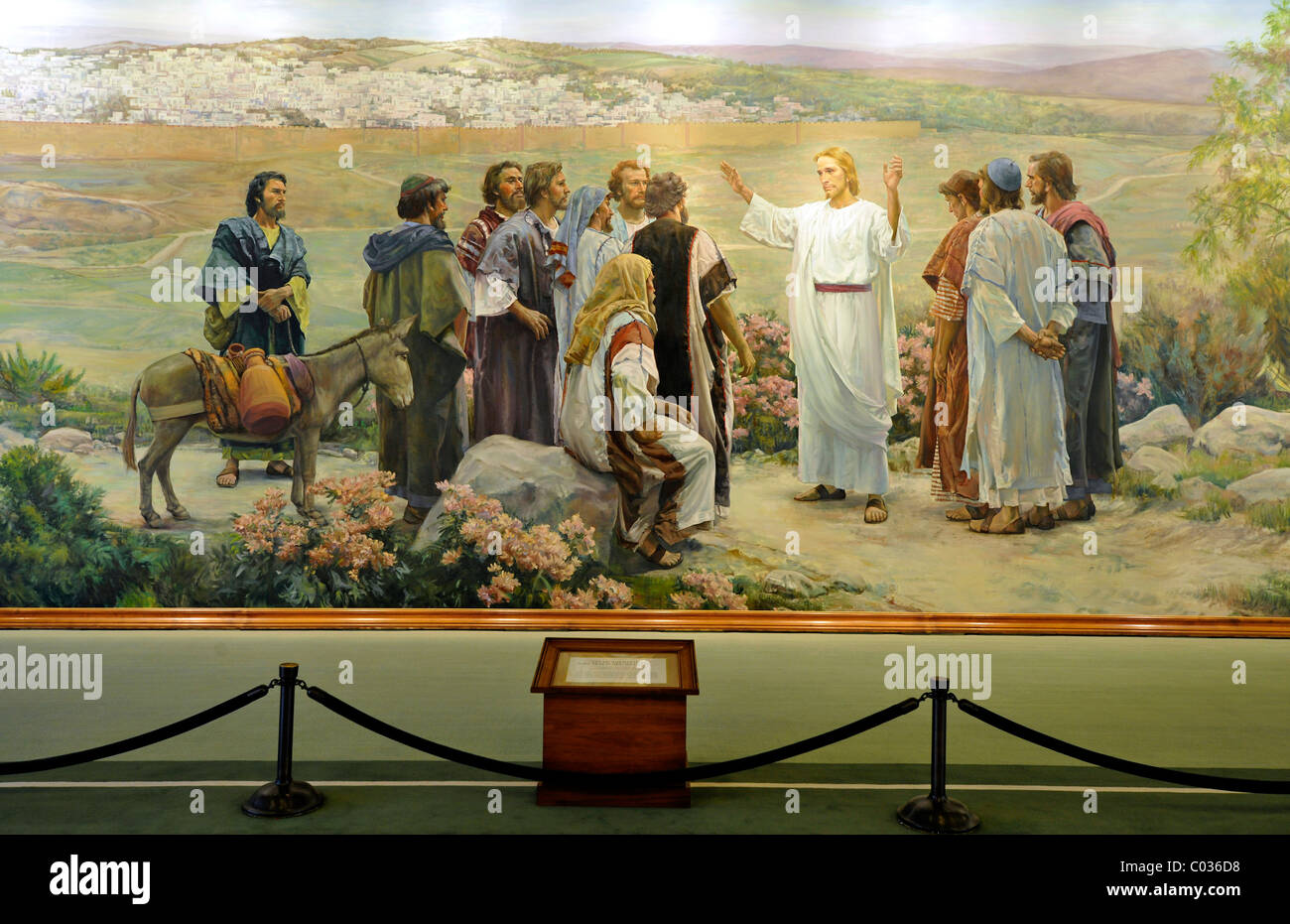 Rendez-vous donc, Jésus Christ et 11 apôtres, murale par Grant Romney Clawson après Harry Anderson, lobby, de l'Administration Banque D'Images