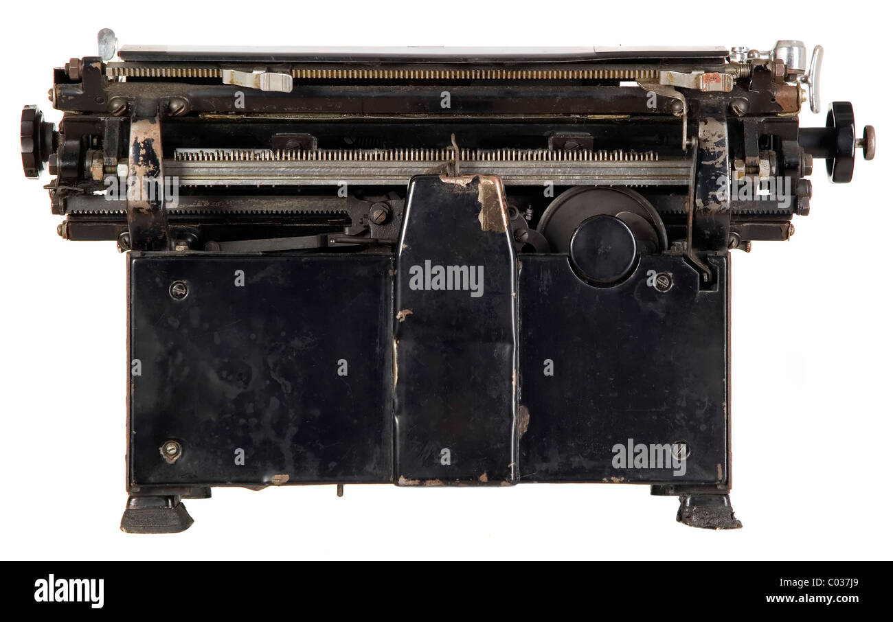 Ancienne machine à écrire blanc avec touches noires Banque D'Images