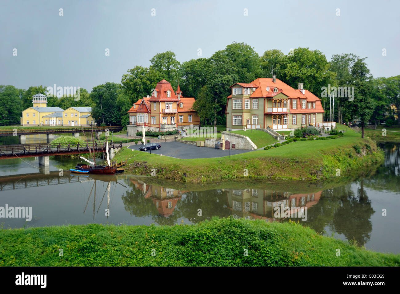 Ekasparre Residence Hotel, Spa Hôtel à côté de la Bishop's Castle, Château d'Aigle, Kuressaare, l'île de Saaremaa, l'Estonie, Pays Baltes Banque D'Images