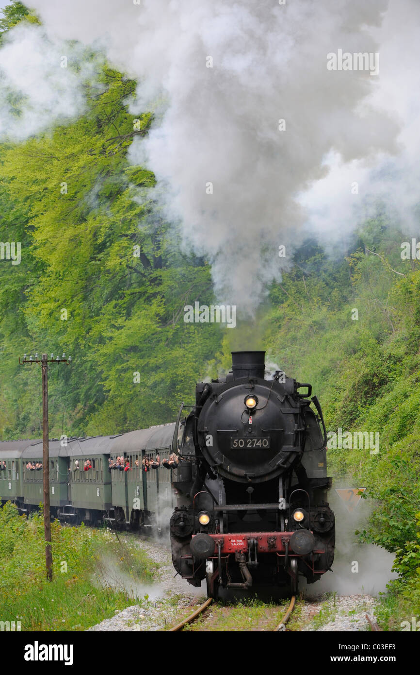 Train à vapeur des chemins de fer de la Forêt souabe, Rudersberg, Bade-Wurtemberg, Allemagne, Europe Banque D'Images