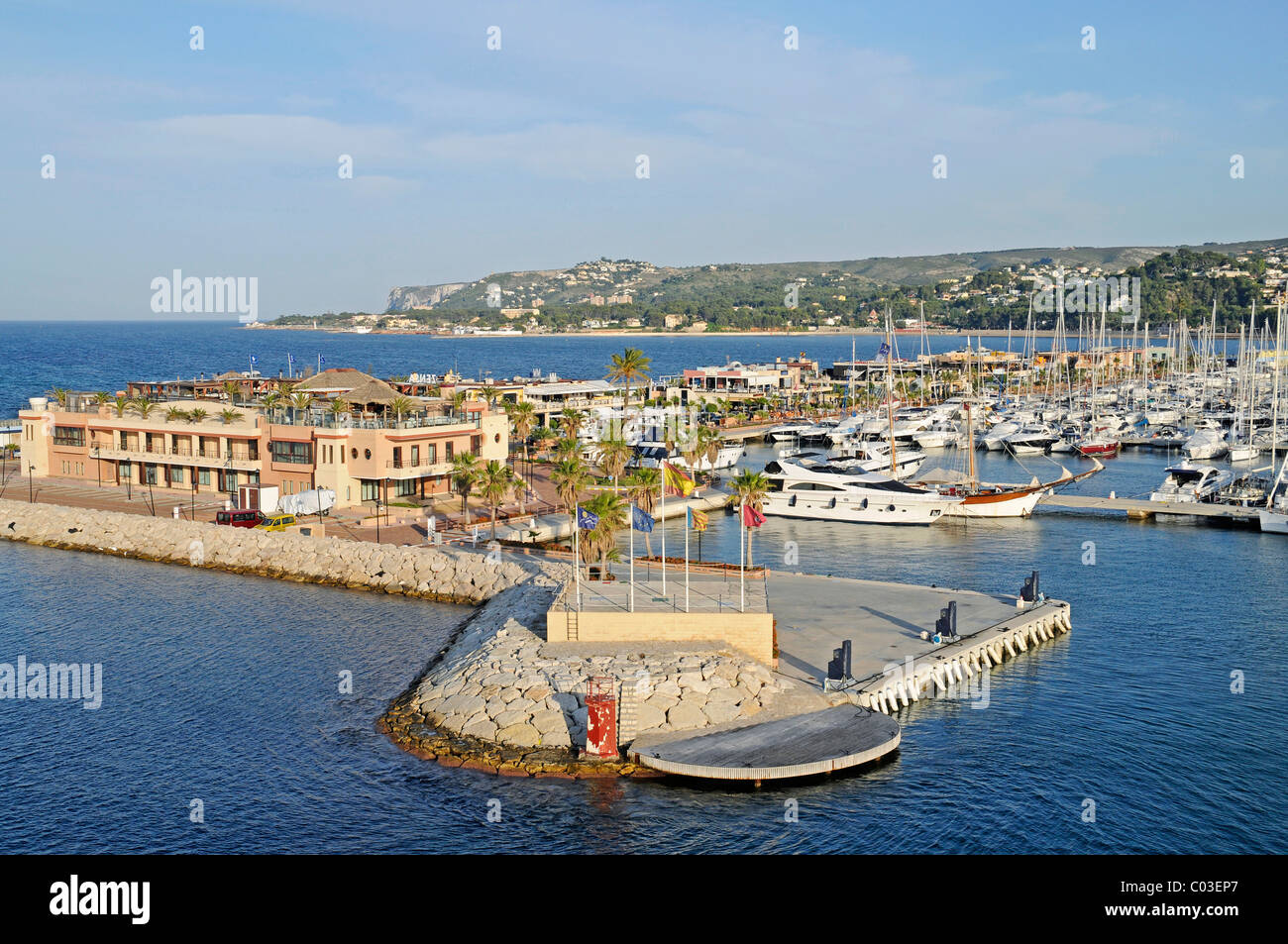 Les navires, marina, port, littoral, Denia, Costa Blanca, Alicante, Espagne, Europe Banque D'Images
