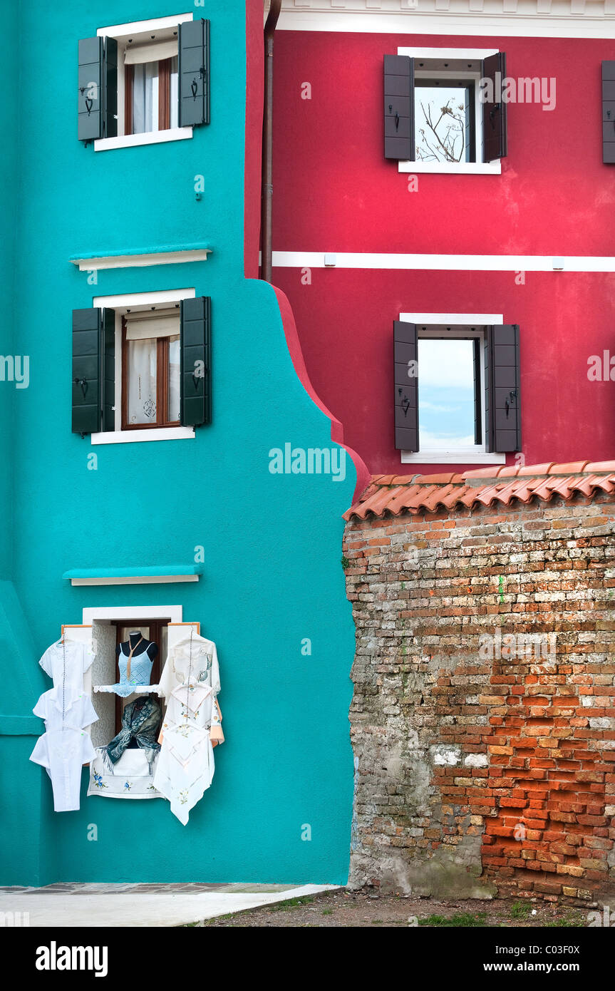 Maisons colorées de Burano Banque D'Images