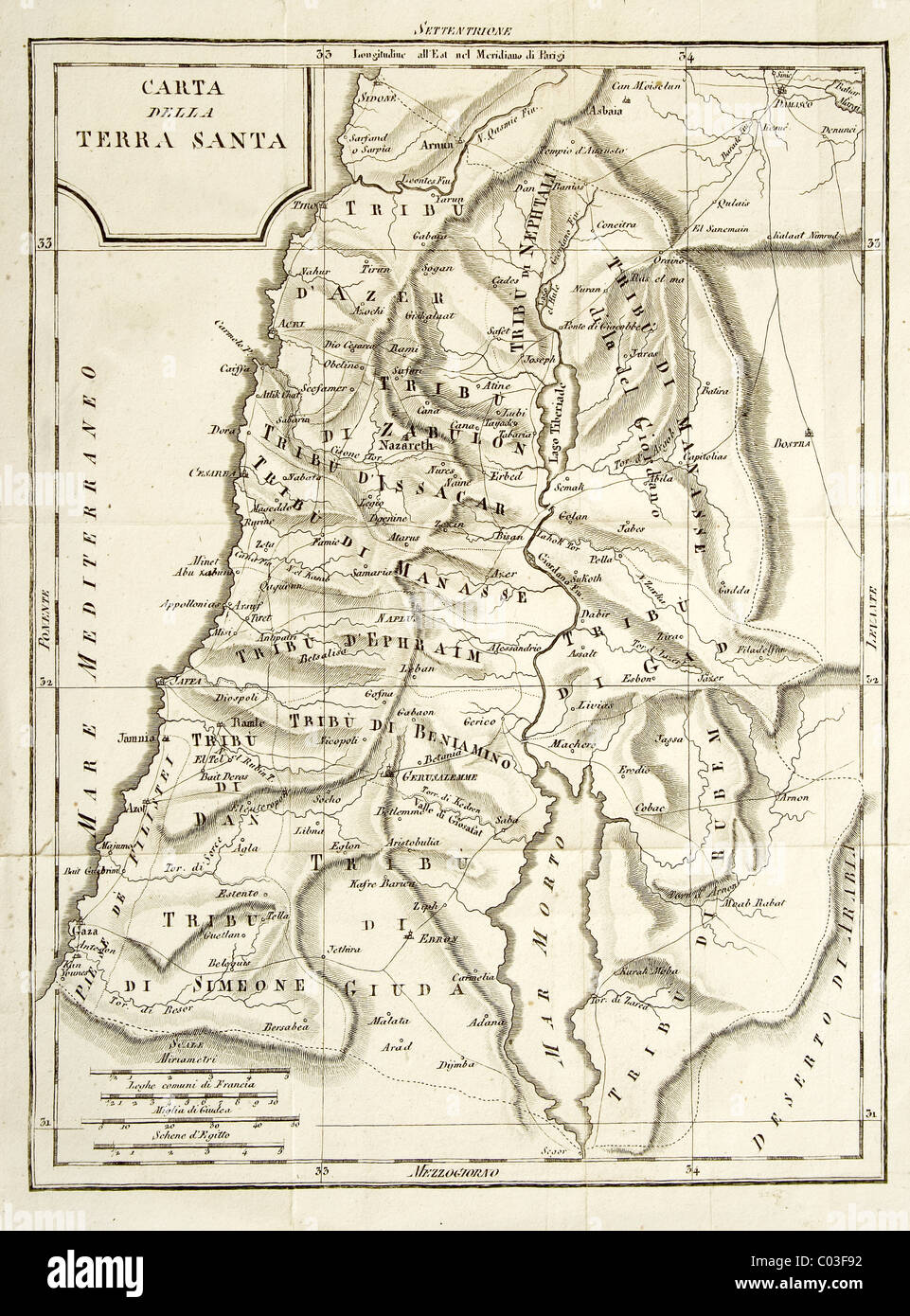 Vintage carte de Terre sainte Banque D'Images