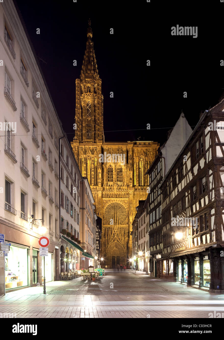 La cathédrale de Strasbourg, Strasbourg, Alsace, France, Europe Banque D'Images