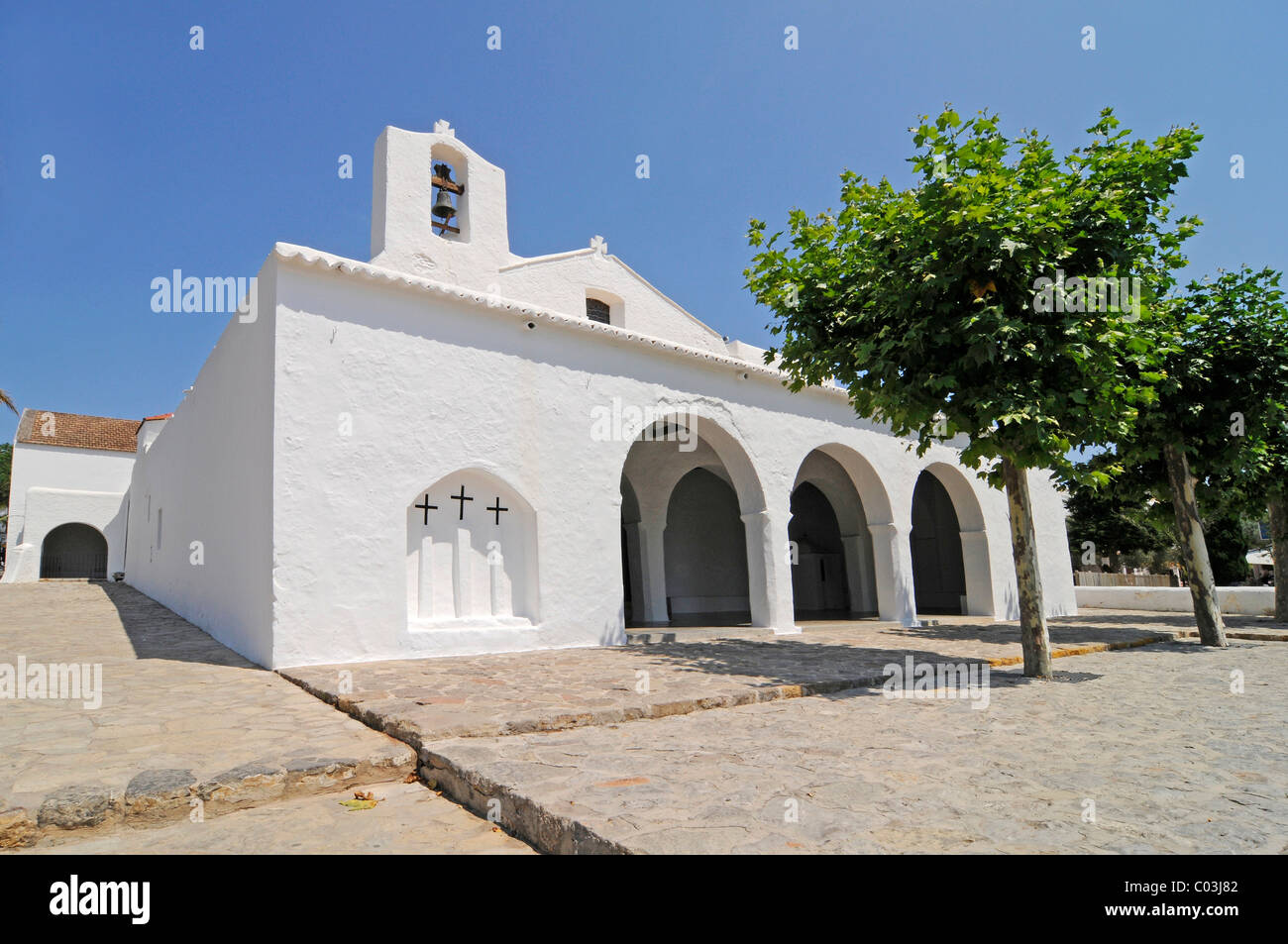 Église Sant Carles de Peralta, San Carlos, Ibiza, Pityuses, Îles Baléares, Espagne, Europe Banque D'Images