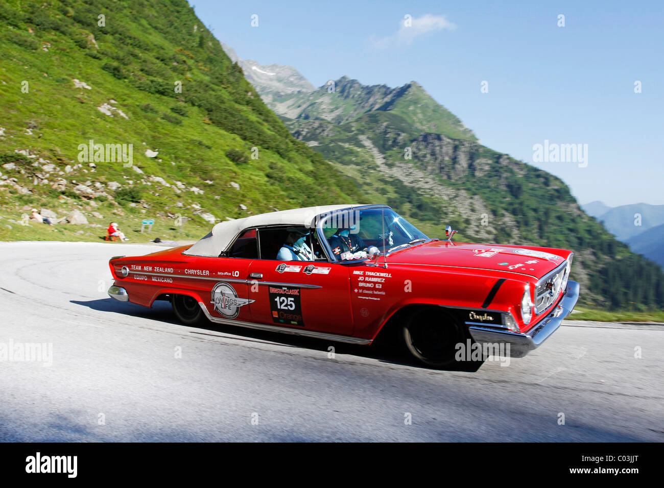 Chrysler 300, construit en 1962, l'Soelkpass, Ennstal Classic 2010 rallye de voitures anciennes, Groebming, Styrie, Autriche, Europe Banque D'Images