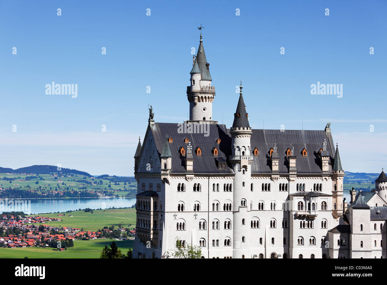Avis de Mary's Bridge, Schloss Neuschwanstein Castle, Ostallgaeu, Schwaben, Allgaeu, Bavaria, Germany, Europe Banque D'Images
