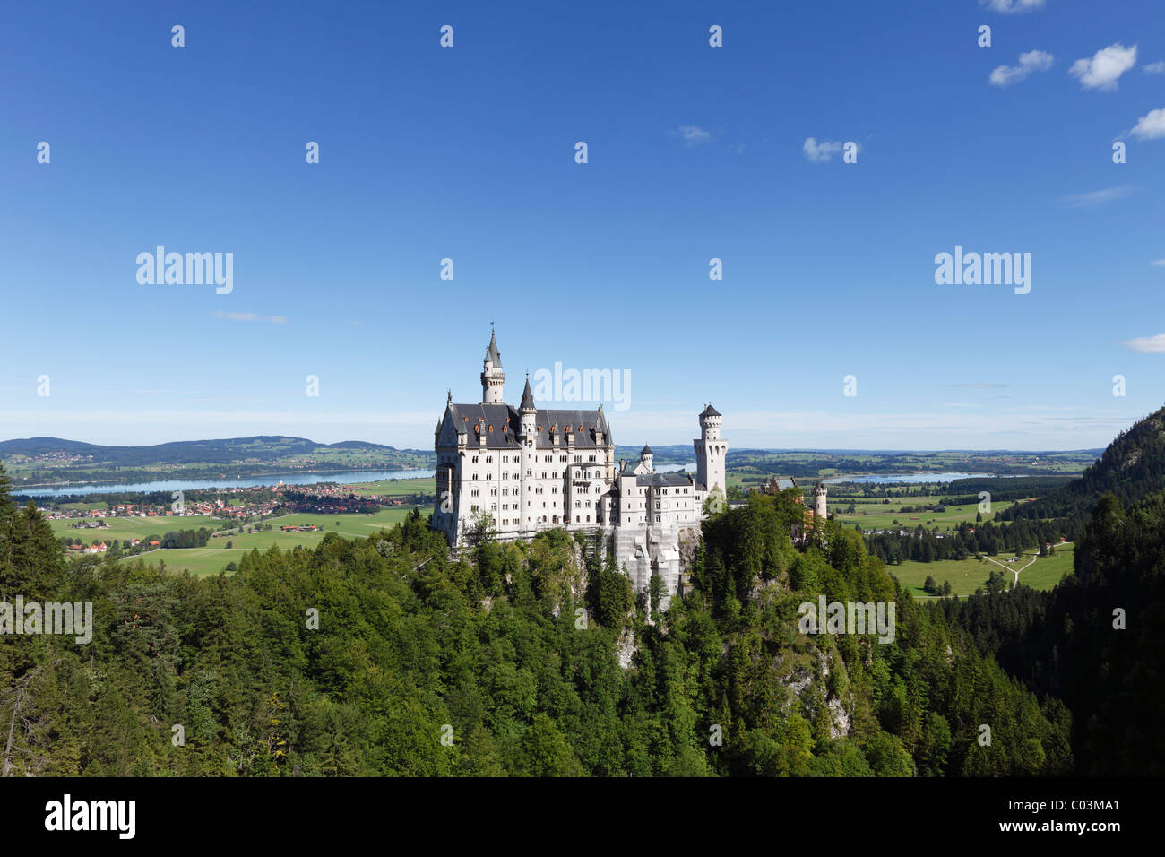 Avis de Mary's Bridge, Schloss Neuschwanstein Castle, Ostallgaeu, Schwaben, Allgaeu, Bavaria, Germany, Europe Banque D'Images