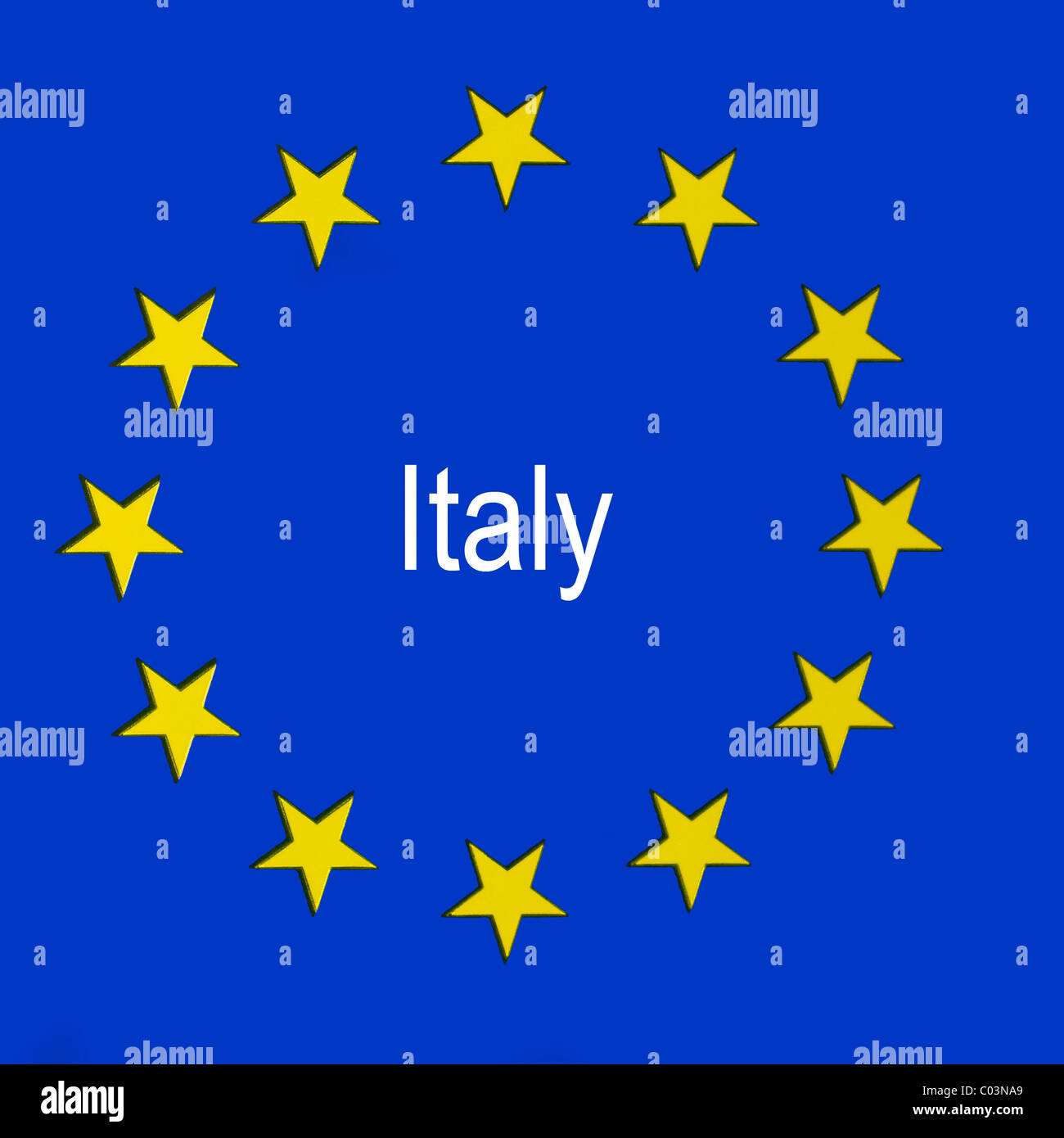 L'Italie dans le drapeau de l'Union européenne Banque D'Images L'Italie dans le drapeau de l'Union européenne Banque D'Images