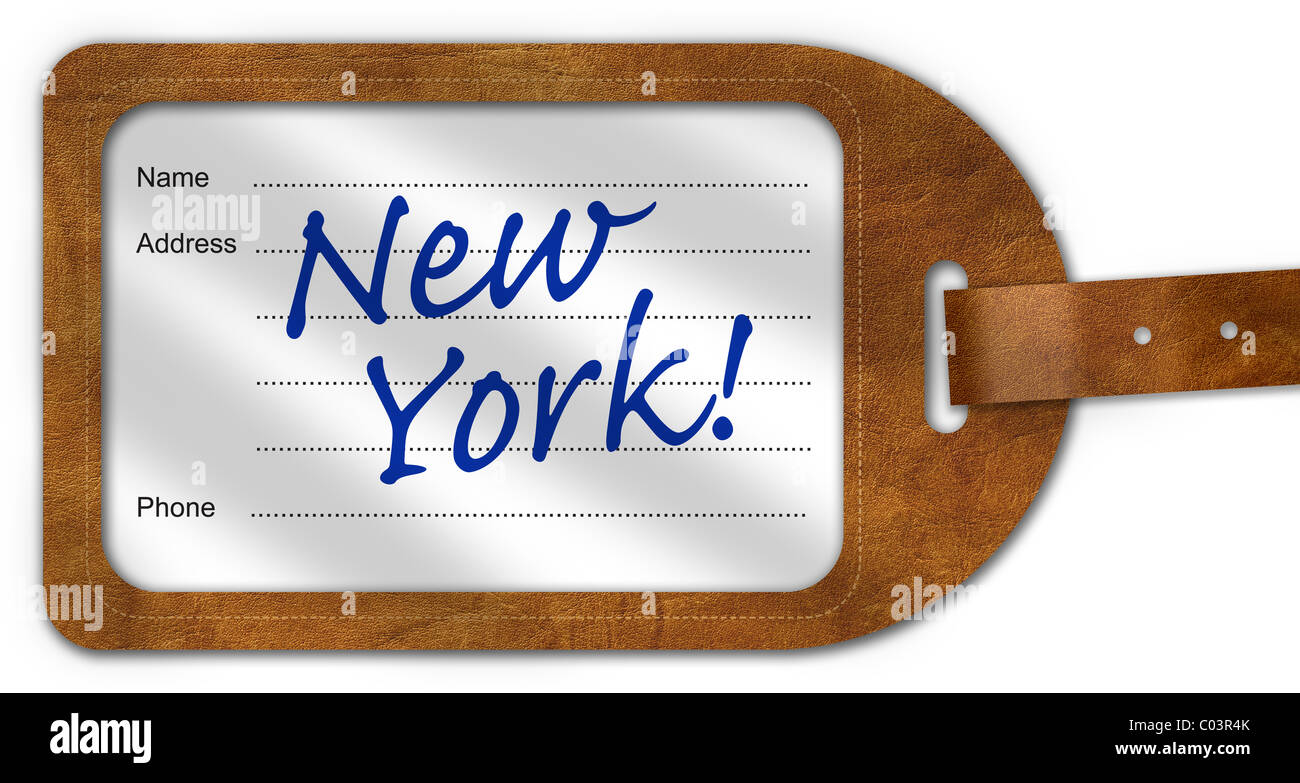 Étiquette Bagage/valise avec New York écrit sur Photo Stock - Alamy