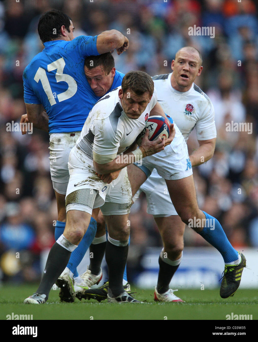 12.02.2011 tournoi de Rugby à Twickenham. L'Angleterre v Italie. M. Cueto de l'Angleterre en action. Banque D'Images